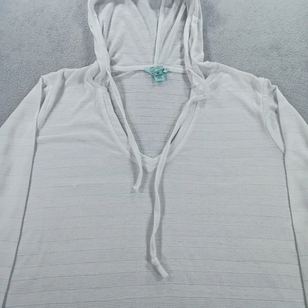 Balance Collection Women Swim Cover-Up White Medium Hooded Tunic